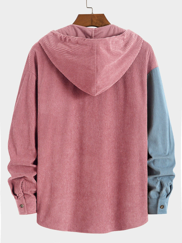 Relax Fit Colorblock Corduroy Hooded Shirt - Maison Sydney