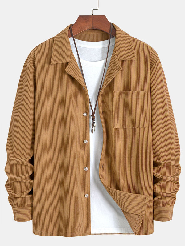 Long Sleeve Corduroy Cuban Collar Shirt - Maison Sydney