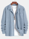 Long Sleeve Corduroy Cuban Collar Shirt - Maison Sydney