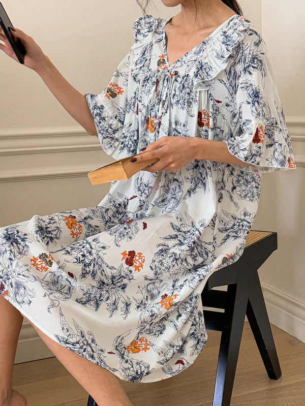 DAZY Women's Ruffle Hem Printed Nightgown - Maison Sydney