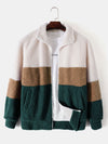 Color Block Teddy Fleece Zip Up Coat - Maison Sydney