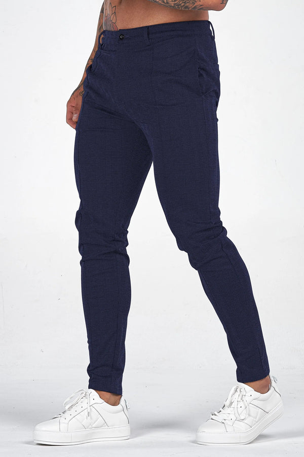 THE CHEVRON TROUSERS - NAVY BLUE - Maison Sydney