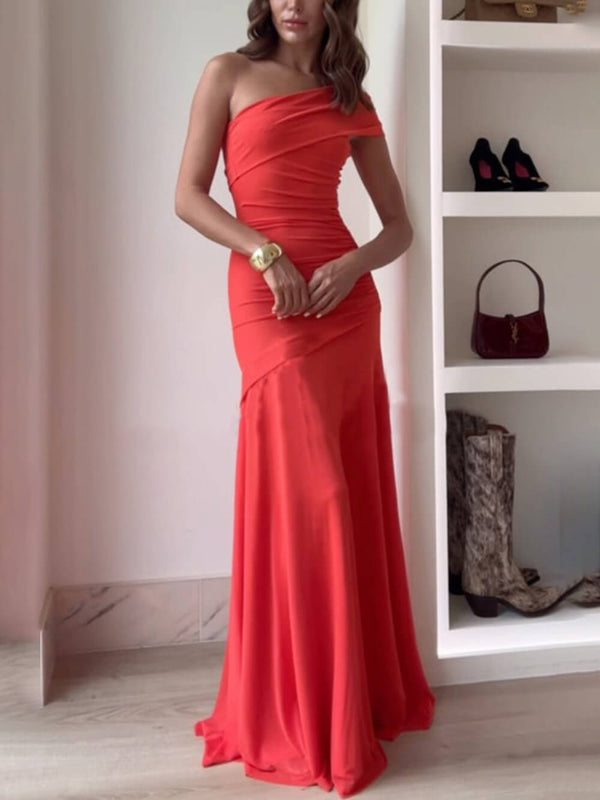 Elegance EffortlessMesh Off Shoulder Ruched Stretch Maxi Dress