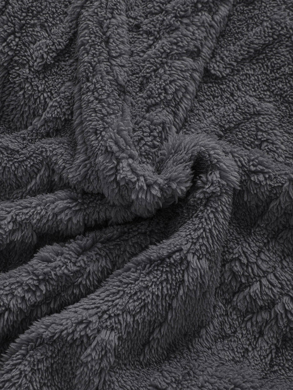 Geometric Jacquard Zip Up Teddy Hoodie - Maison Sydney