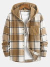 Relax Fit Contrast Corduroy Plaid Hooded Shirt - Maison Sydney
