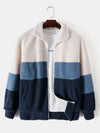 Color Block Teddy Fleece Zip Up Coat - Maison Sydney