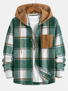 Relax Fit Contrast Corduroy Plaid Hooded Shirt - Maison Sydney