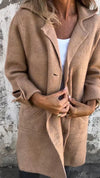 Aveline - Single Breasted Casual Wool Coat with Lapels - Maison Sydney