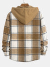Relax Fit Contrast Corduroy Plaid Hooded Shirt - Maison Sydney