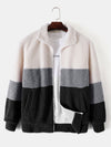 Color Block Teddy Fleece Zip Up Coat - Maison Sydney