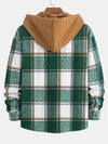 Relax Fit Contrast Corduroy Plaid Hooded Shirt - Maison Sydney