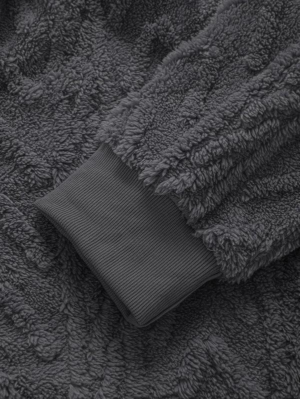 Geometric Jacquard Zip Up Teddy Hoodie - Maison Sydney