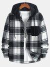 Relax Fit Contrast Corduroy Plaid Hooded Shirt - Maison Sydney