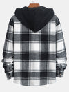 Relax Fit Contrast Corduroy Plaid Hooded Shirt - Maison Sydney