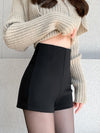 Solid High Waist Zip Shorts - Maison Sydney