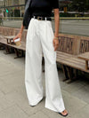 Solid Wide Leg Pants Without Belt - Maison Sydney