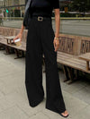 Solid Wide Leg Pants Without Belt - Maison Sydney