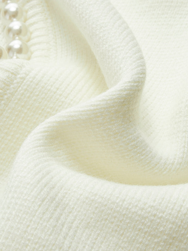 Pearl Trim Ripped Hem Cardigan - Maison Sydney