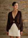 Golden Button Plain Cardigan - Maison Sydney
