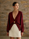 Golden Button Plain Cardigan - Maison Sydney
