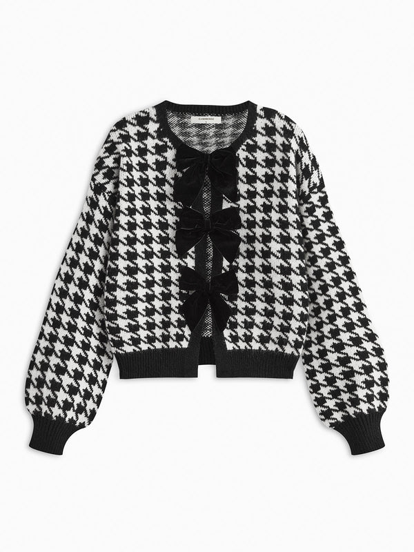 Velvet-Bow Lantern Sleeve Sweater - Maison Sydney