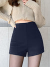 Solid High Waist Zip Shorts - Maison Sydney