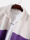 Color Block Teddy Fleece Zip Up Coat - Maison Sydney