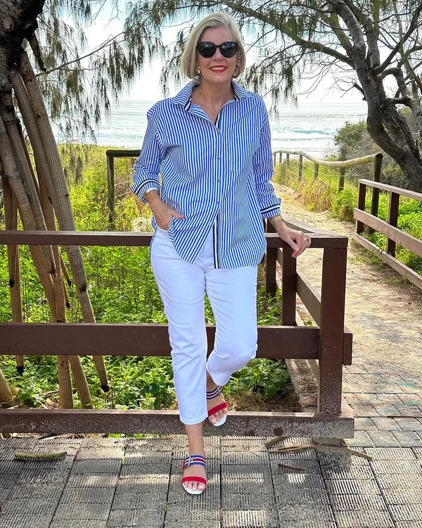 Ula ™ | Women's Striped Button-Up Shirt - Maison Sydney