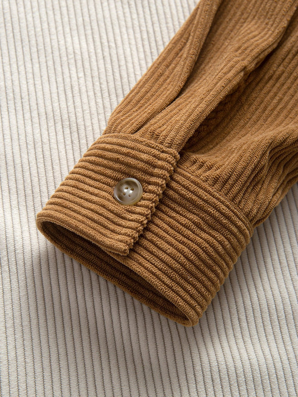 Relax Fit Colorblock Corduroy Hooded Shirt - Maison Sydney