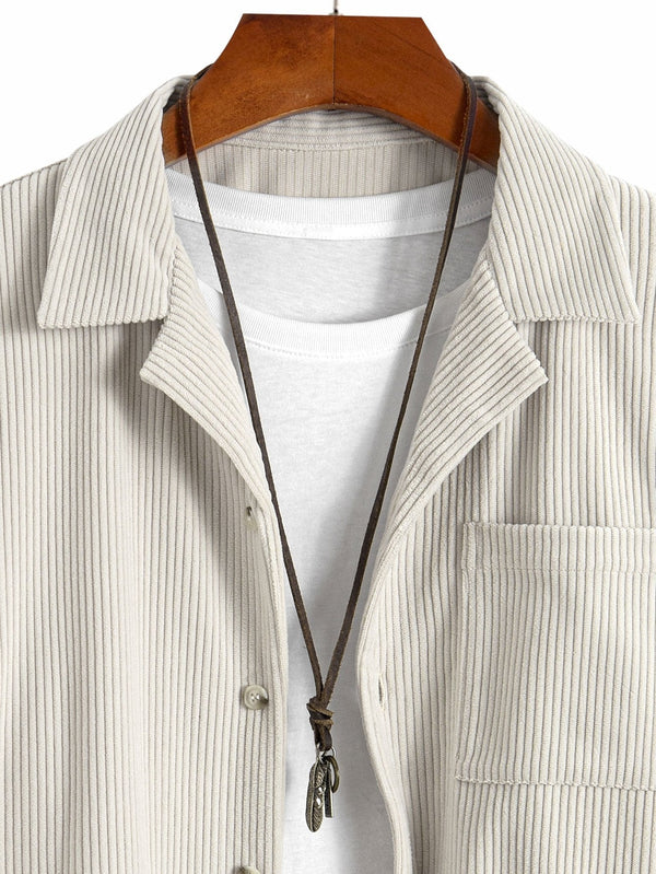 Long Sleeve Corduroy Cuban Collar Shirt - Maison Sydney