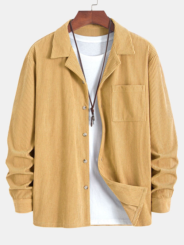 Long Sleeve Corduroy Cuban Collar Shirt - Maison Sydney