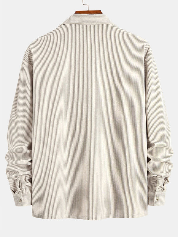 Long Sleeve Corduroy Cuban Collar Shirt - Maison Sydney