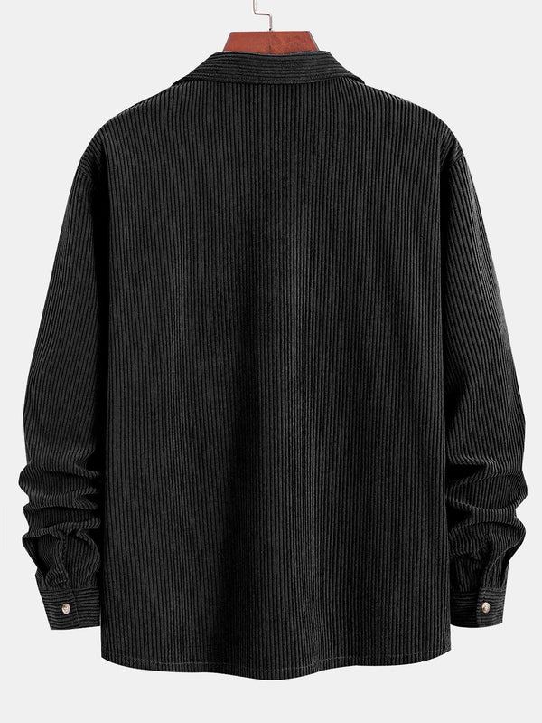 Long Sleeve Corduroy Cuban Collar Shirt - Maison Sydney