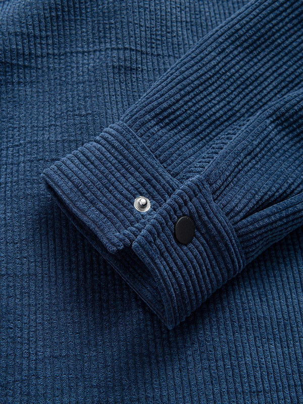 Fleece Lined Corduroy HoodedOvershirt - Maison Sydney