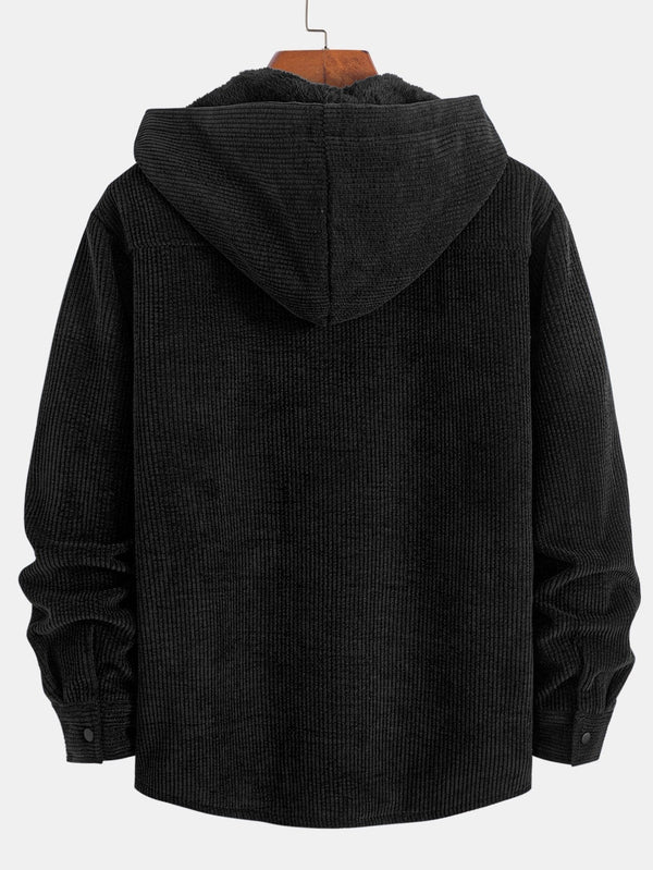Fleece Lined Corduroy HoodedOvershirt - Maison Sydney