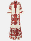 Classic Unique Ethnic Print Button Decoration Loose Maxi Dress
