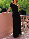 Elegance EffortlessMesh Off Shoulder Ruched Stretch Maxi Dress