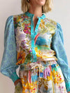 Classic Unique Print Linen Long-Sleeved Shirt And Shorts Set