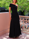 Elegance EffortlessMesh Off Shoulder Ruched Stretch Maxi Dress
