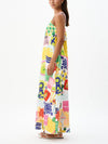 Unique Tie Back Closure Graphic Print Loose Holiday Maxi Dress