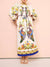 Exquisite And Fun Printed Puff Sleeves Loose Casual Midi Dress