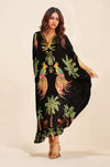 Unique Drop Shoulder Sleeve Coconut Tree Printed Dress