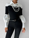 Color Block Skinny Lapel Top - Maison Sydney