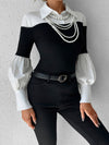 Color Block Skinny Lapel Top - Maison Sydney