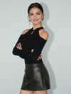 Cold-Shoulder Knot Jersey Top - Maison Sydney