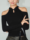 Cold-Shoulder Knot Jersey Top - Maison Sydney