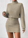 Mock Neck Ribbed Short Dress - Maison Sydney