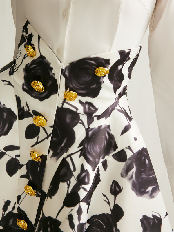 Floral Print Button-Detail Skirt - Maison Sydney