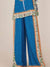 Classic Unique Floral Print Elastic Waist Pocket Loose Wide Leg Pants