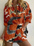 Unique Casual Abstract Print Long Sleeve Shorts Set